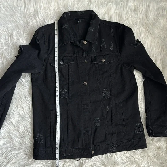 American Bazi Black Denim Jacket Size L - Picture 8 of 8